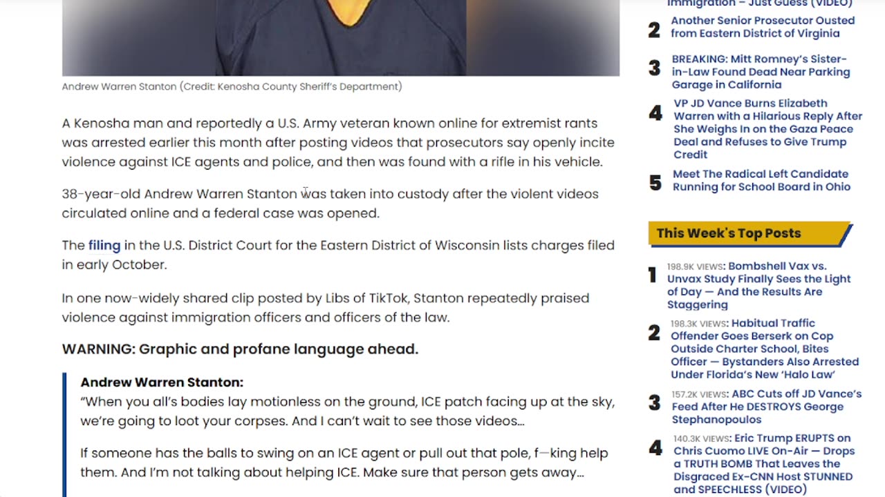 Unhinged Army Vet Who Fantasized About Looting Corpses of Dead ICE Agents