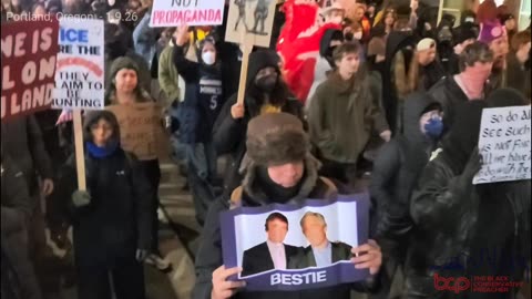 Prorestors March To Portland, Oregon ICE For Renee Good