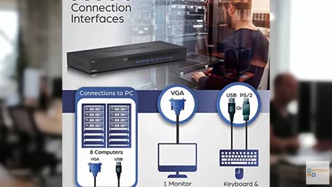TRENDnet 8-Port USB/PS2 Rack Mount KVM Switch, TK-803R, VGA & USB Connection, Su