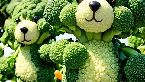 Vegetables and animals go out for exercise together. Keep exercising to keep your body healthy