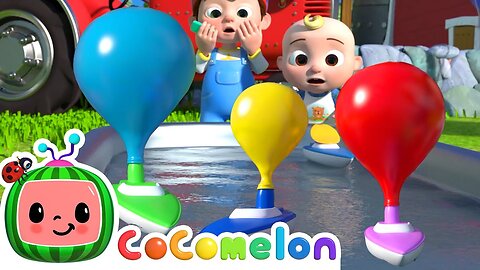 JJ's Rainbow Color Balloon Boat Race Best Cars & Truck Videos for Kids