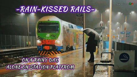 Rain-Kissed Rails- On a rainy day, alone on Station platform /Soft Rain for sleep well 30 Minutes..