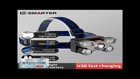 USB Rechargeable Headlamp Portable 5LED Headlight Built-in Battery Torch Portable Working Review