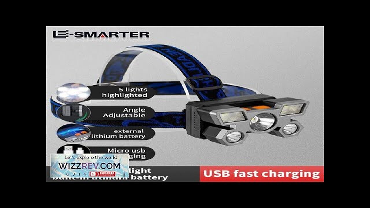 USB Rechargeable Headlamp Portable 5LED Headlight Built-in Battery Torch Portable Working Review