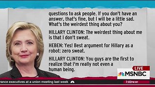 HILLARY DIANE RODHAM CLINTON SAYS OUT LOUD 📺 'I'M NOT REALLY A HUMAN BEING'❗