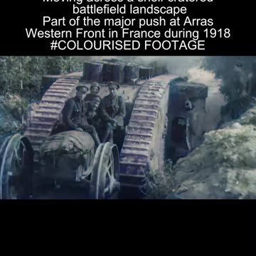 British Mk I tank advances with infantry support