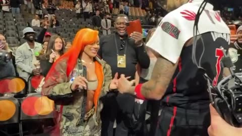 Brandon Ingram celebrates his clutch shot and TOR's 9th straight Wins with GloRilla