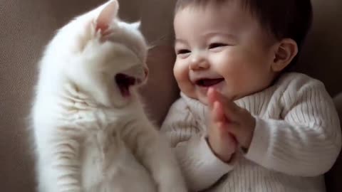 Cat loving child