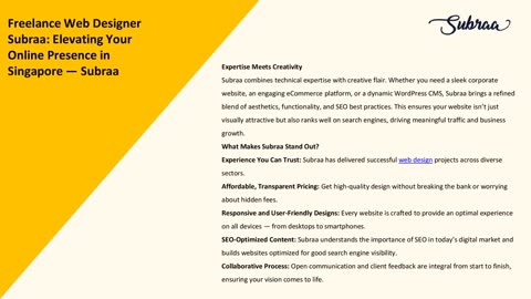 Freelance Web Designer Subraa: Elevating Your Online Presence