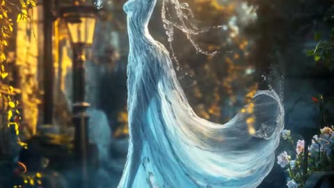 Animate this water character gracefully dancing in a fountain.