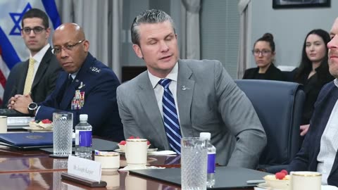 Secretary of Defense Pete Hegseth answering questions regarding Gaza