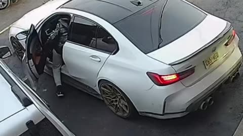 A thief tries to steal an expensive sports car, but its owner intervenes in time.