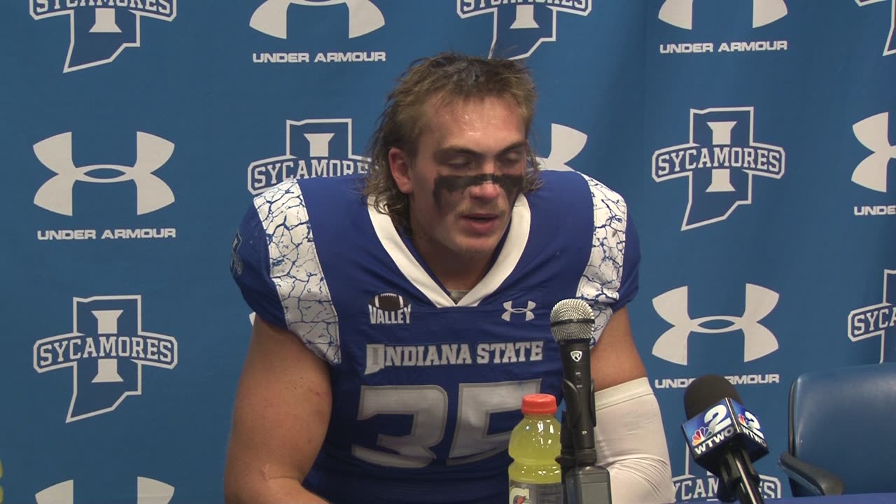 Post-Game Interview with Indiana State Football's #35 Garrett Ollendieck