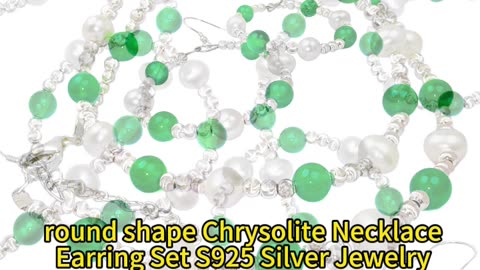 修正GN-20241223-03 round shape Chrysolite Necklace & Earring Set S925 Silver Jewelry Set Handmade
