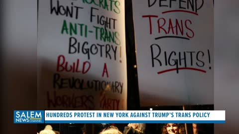 Hundreds Protest In New York Against President Trump's Trans Policy