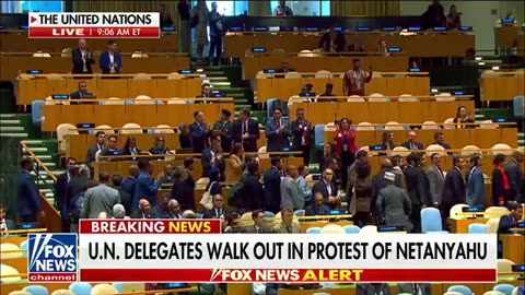 Almost the entire United Nations walked out right as Benjamin Netanyahu was 