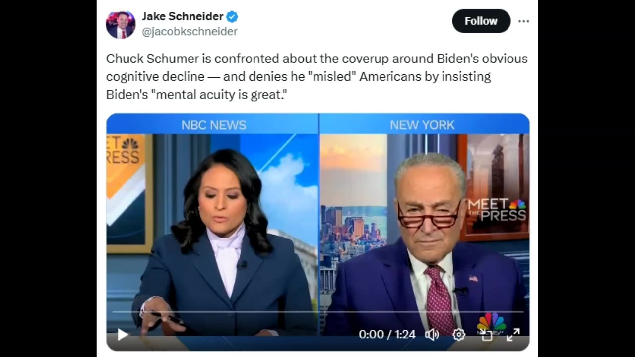 Kristen Welker Calls Out Chuck Schumer For Lying About Biden's Cognitive Decline! (Video)!