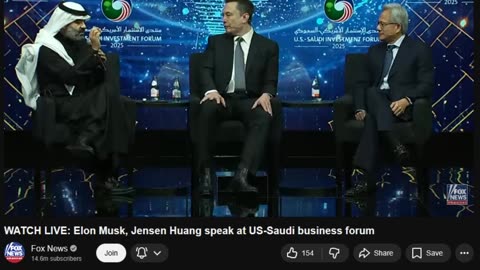 WATCH LIVE: Elon Musk, Jensen Huang speak at US-Saudi business forum