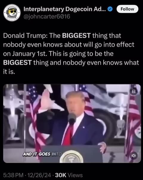 President Donald J. Trump - The Biggest thing nobody knows about starts January 1st