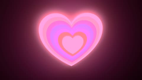 1193. Stacked Love Heart Shapes Glowing Neon Pink Illuminating Dark Room