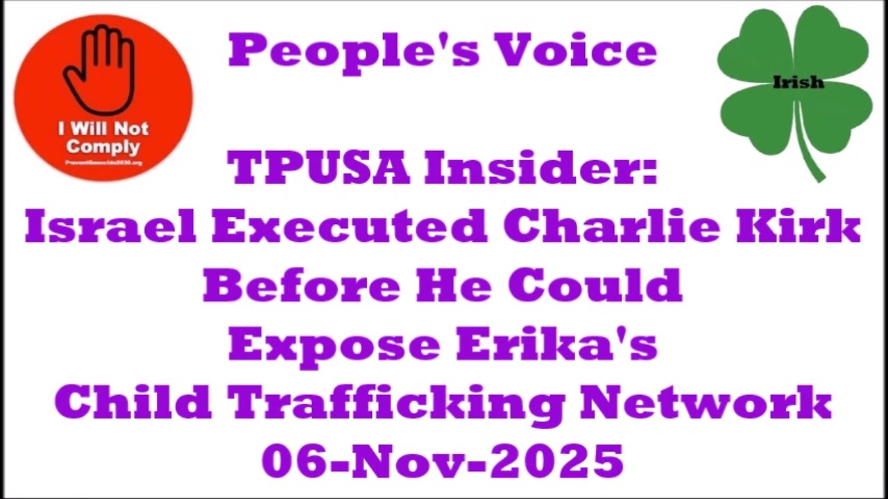 Israel Executed Charlie Kirk Before He Exposed Erika's Child Trafficking Network 06-Nov-2025