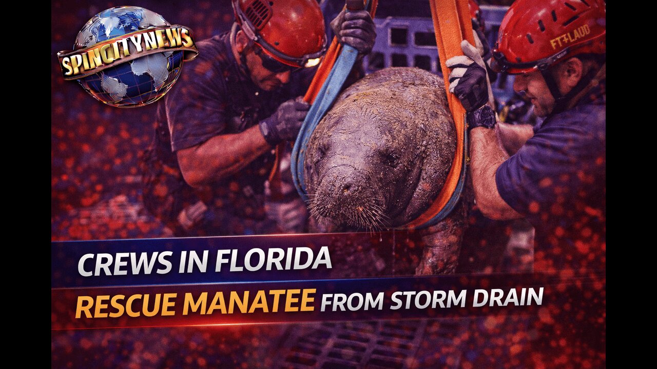 LIVE: Crews in Florida are rescuing a manatee from a storm drain.