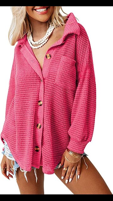 Dokotoo Womens Waffle Knit Shacket Jacket