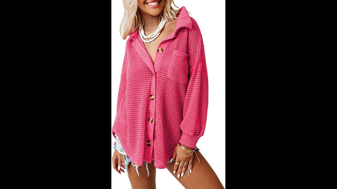 Dokotoo Womens Waffle Knit Shacket Jacket