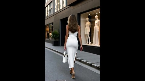 White day dress. City fashion