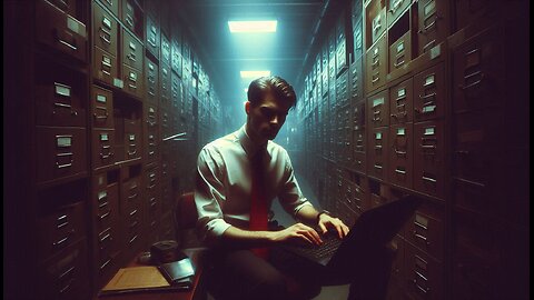 iain.tv VAPORWAVE2000s Edition- Millennial Man Works Long Hours in Backrooms Office