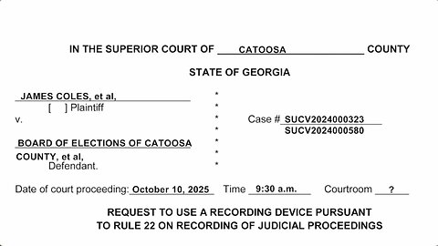 Catoosa GOP Candidate Ballot Access Denial - Part 3 -October 10, 2025