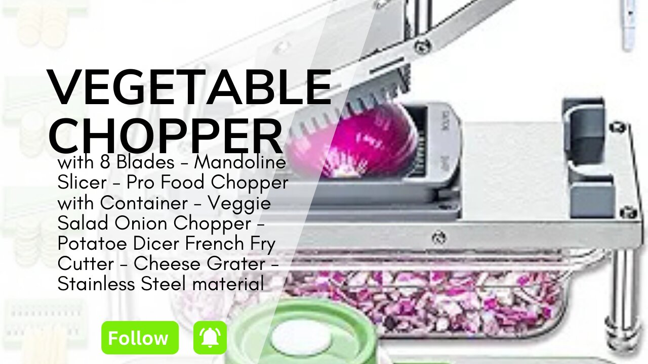 All-in-1 Vegetable Chopper with 8 Blades - Mandoline Slicer - Pro Food Chopper