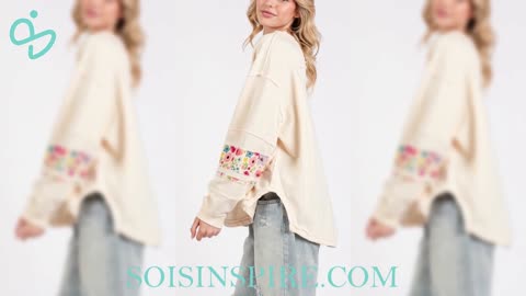 SAGE + FIG Daisy Patch Applique Long Sleeve Sweatshirt