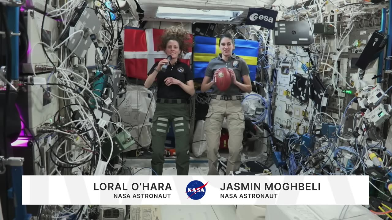 NASA Astronauts Aboard Space Station Huddle Up for Super Bowl