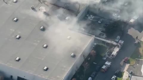 A small plane has crashed into a commercial warehouse in Fullerton, California