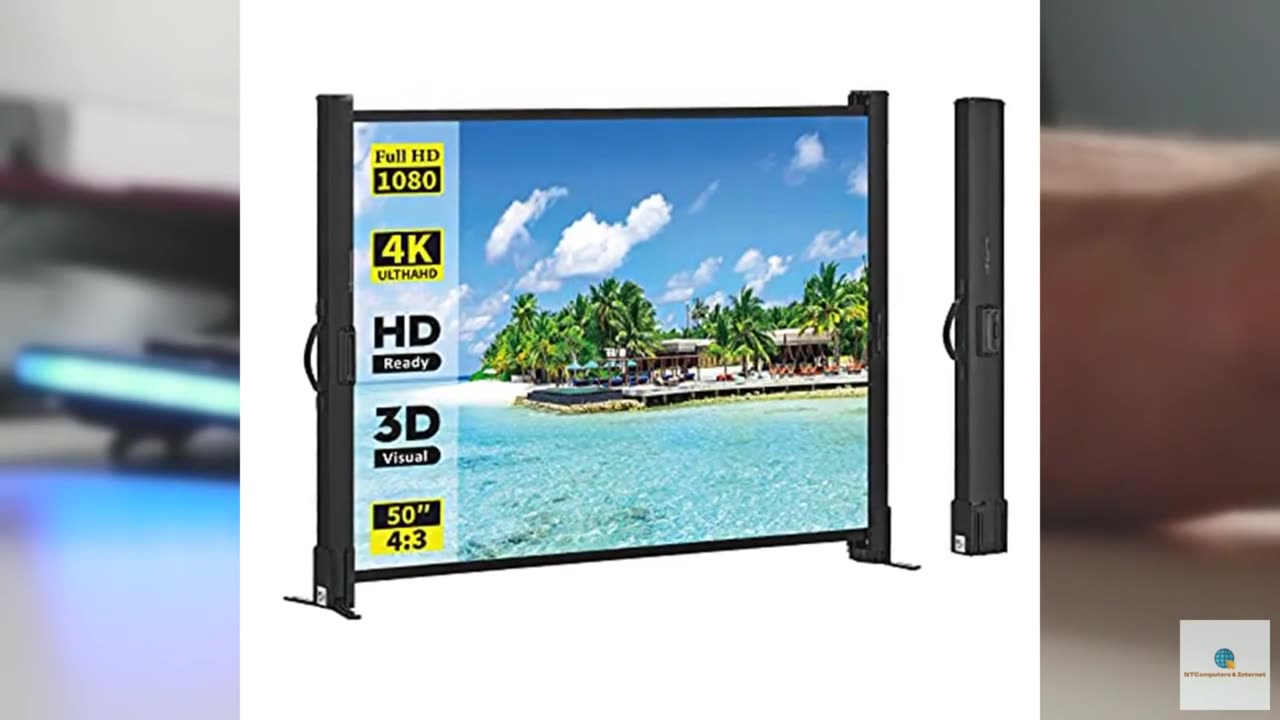 Portable Projector Screen with Stand, 50 Inch 4:3, Outdoor Projector Screen, Lig