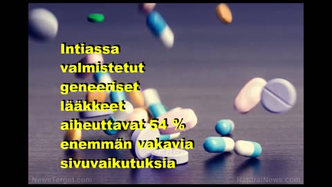 Intiassa valmistetut geneeriset lääkkeet aiheuttavat yli puolet enemmän vakavia sivuvaikutuksia