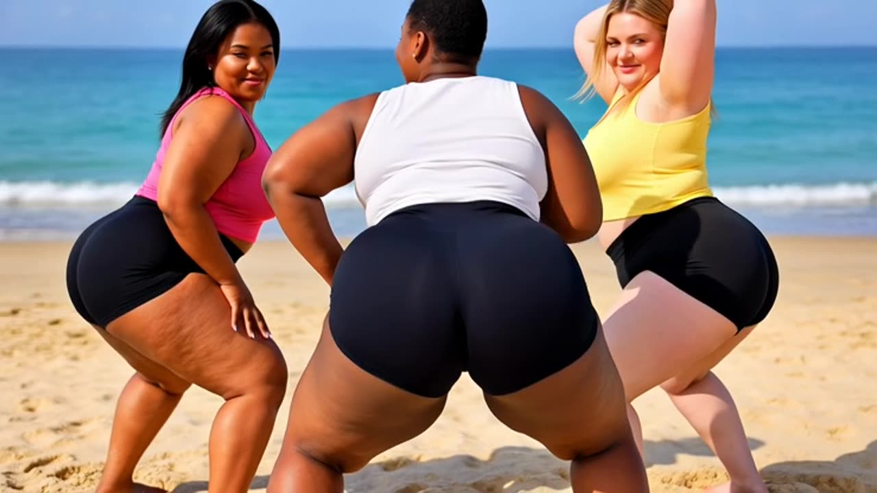 🔥 Big Booty BBW Twerking Plus Size Girls Ebony TikTok huge ass in beach