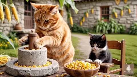 Mama Cat Trims Fur on the Farm and Makes Tiger Hat For Kittens At Home🐾🎩🐯