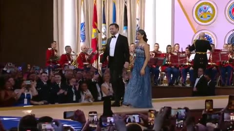 President Donald J. Trump and First Lady Melania Trump take the stage to dance