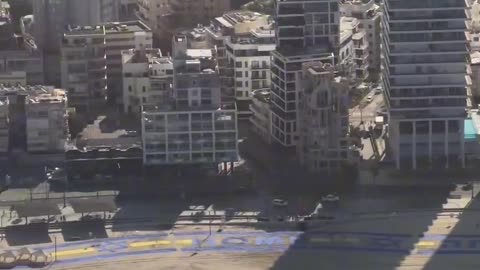 Air Force One flies over sign thanking President Trump on the beach of Tel Aviv!