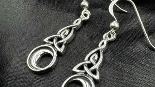 Celtic Triquetra Crescent Moon Sterling Silver Earrings