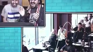 He's so good-hearted that he even offered his whole drink.💯