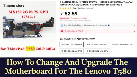 How To Change And Upgrade The Motherboard For The Lenovo ThinkPad T580.