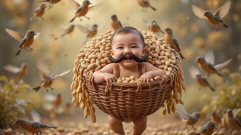 Adorable Baby's Nutty Fun with Singing Birds! 🥜😊