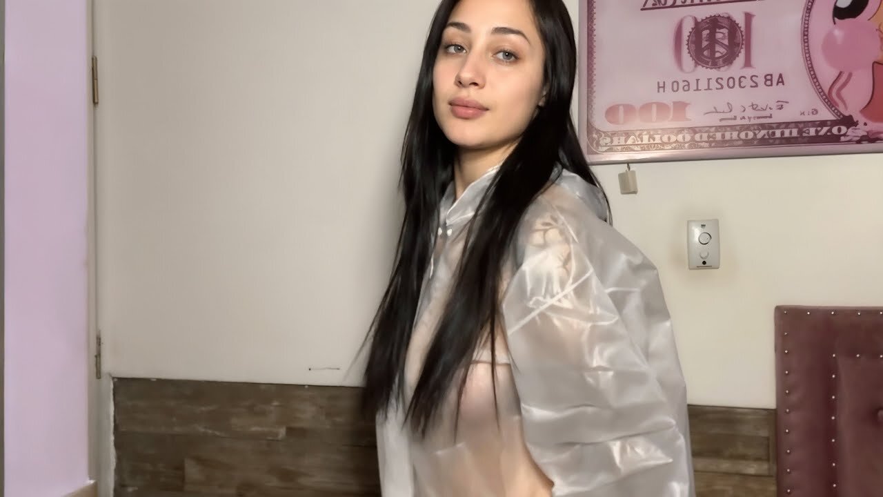 [4K USA] TRANSPARENT WHITE RAINCOAT TRY ON – GRWM with Angela | 2025