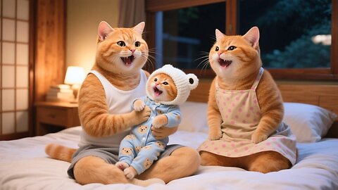 Ginger Kitten Goes Fishing with Papa Cat🎣_ Mama Cat Smiles with Flowers🌼 _ Funny Cat Videos