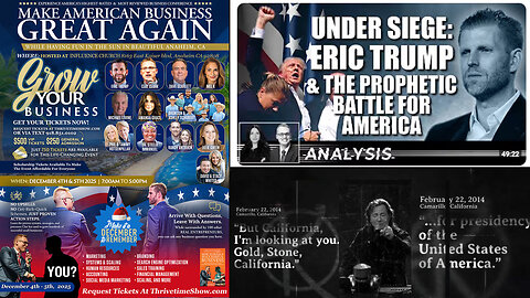 Eric Trump | Donné Clement Petruska (daughter Kim Clement) Interviews Eric Trump & Clay Clark: Under Siege & the Prophetic Battle for America + Join Eric Trump At Clay Clark's Dec 4-5 ThrivetimeShow.com Business Conference