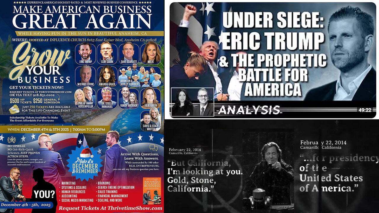 Eric Trump | Donné Clement Petruska (daughter Kim Clement) Interviews Eric Trump & Clay Clark: Under Siege & the Prophetic Battle for America + Join Eric Trump At Clay Clark's Dec 4-5 ThrivetimeShow.com Business Conference
