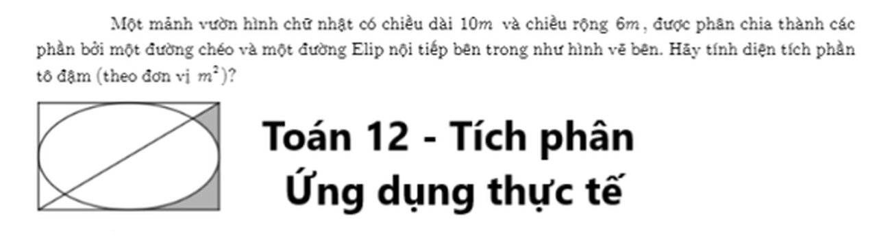 Toán 12: Một mảnh vườn hình chữ nhật có chiều dài 10m và chiều rộng 6m, được phân chia thành các